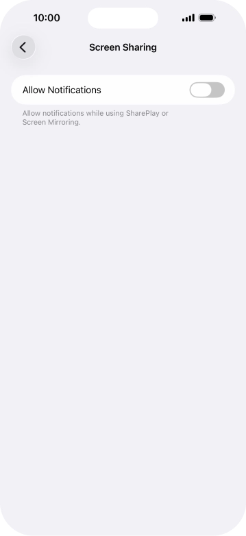 Press the indicator next to 'Allow Notifications' to turn the function on or off.