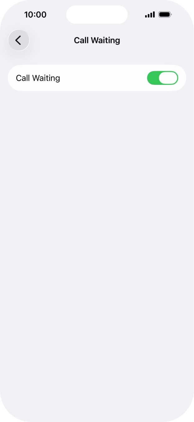 Press the indicator next to 'Call Waiting' to turn the function on or off.