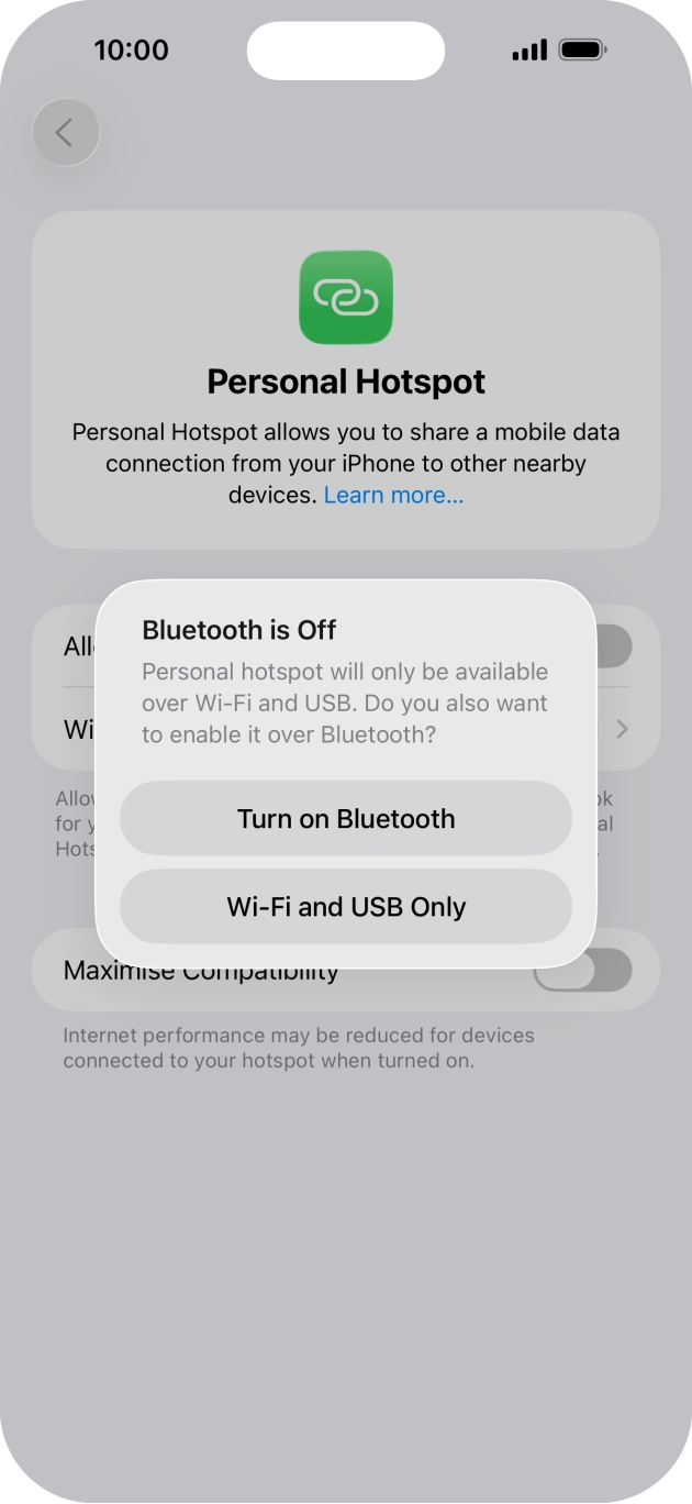 If WiFi is turned on, press Wi-Fi and USB Only.