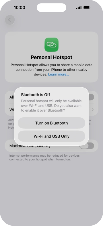 If WiFi is turned on, press Wi-Fi and USB Only.