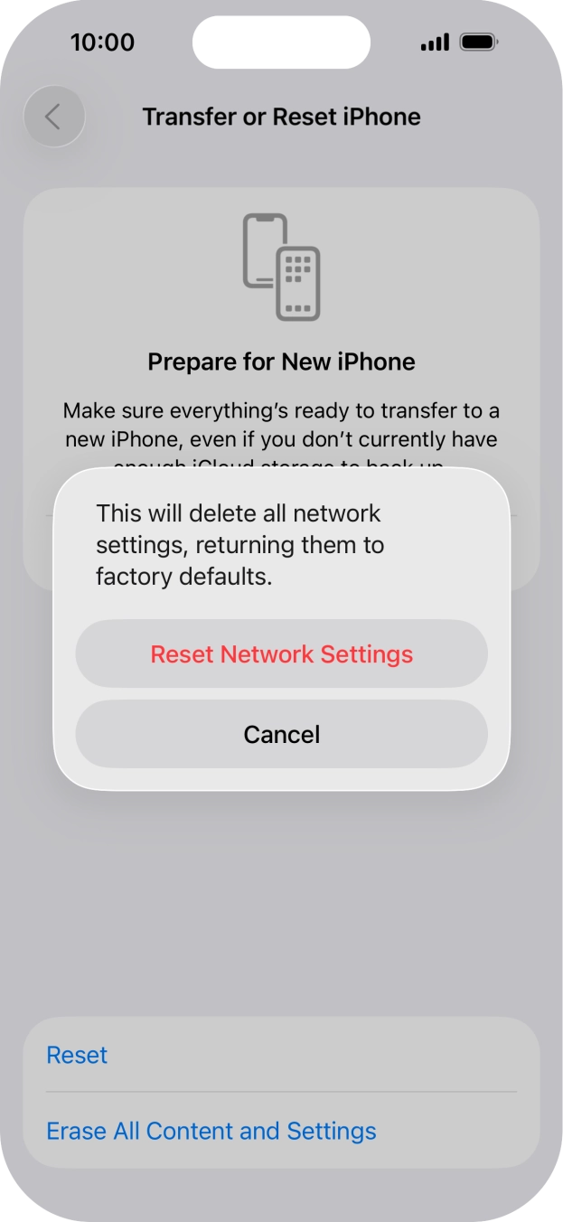 Press Reset Network Settings.