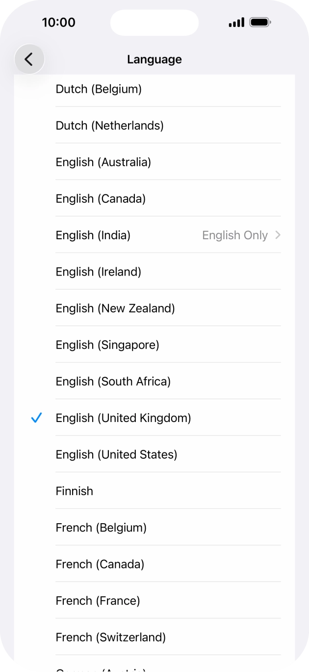 Press the required language. Press the required language.