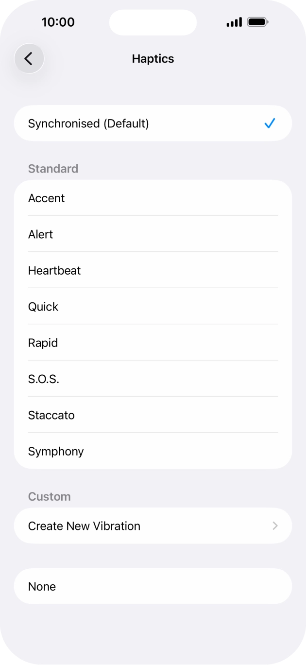 Press the required setting to turn on the function.