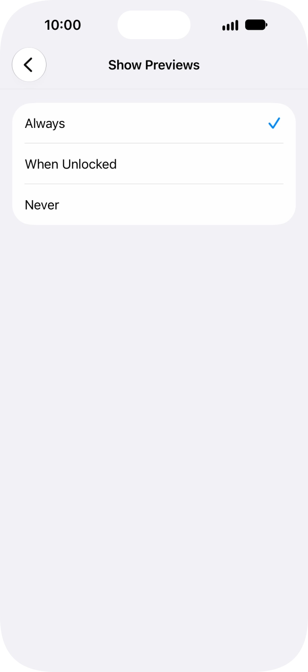 To select notification preview on the lock screen, press Always. To select notification preview on the lock screen, press Always.