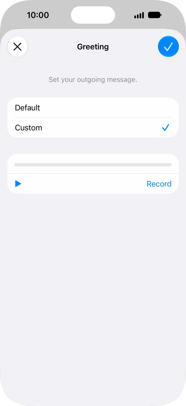Press the play icon to play your personal greeting. Press the play icon to play your personal greeting.