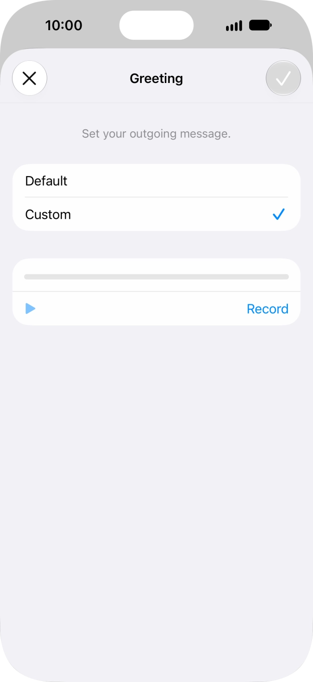 Press Record to start recording a personal greeting. Press Record to start recording a personal greeting.