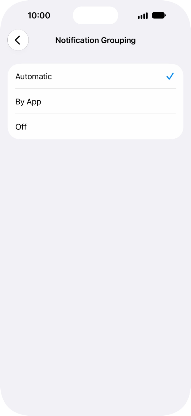 Press the required setting. Press the required setting.