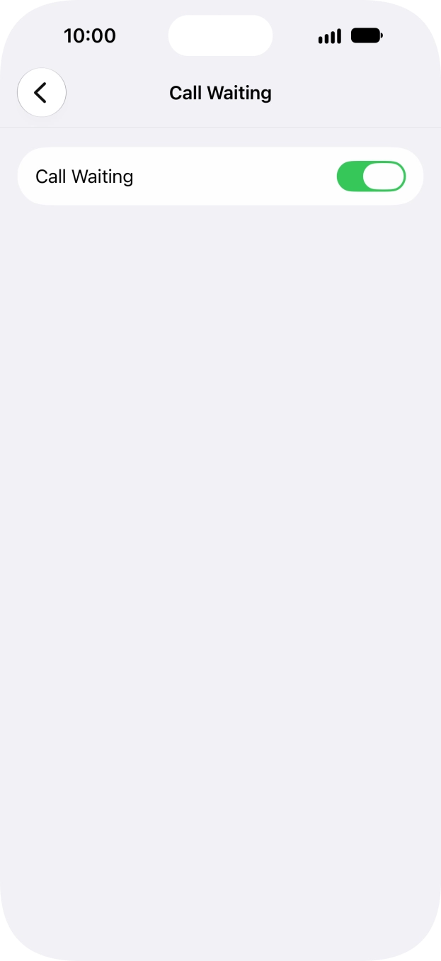 Press the indicator next to 'Call Waiting' to turn the function on or off.