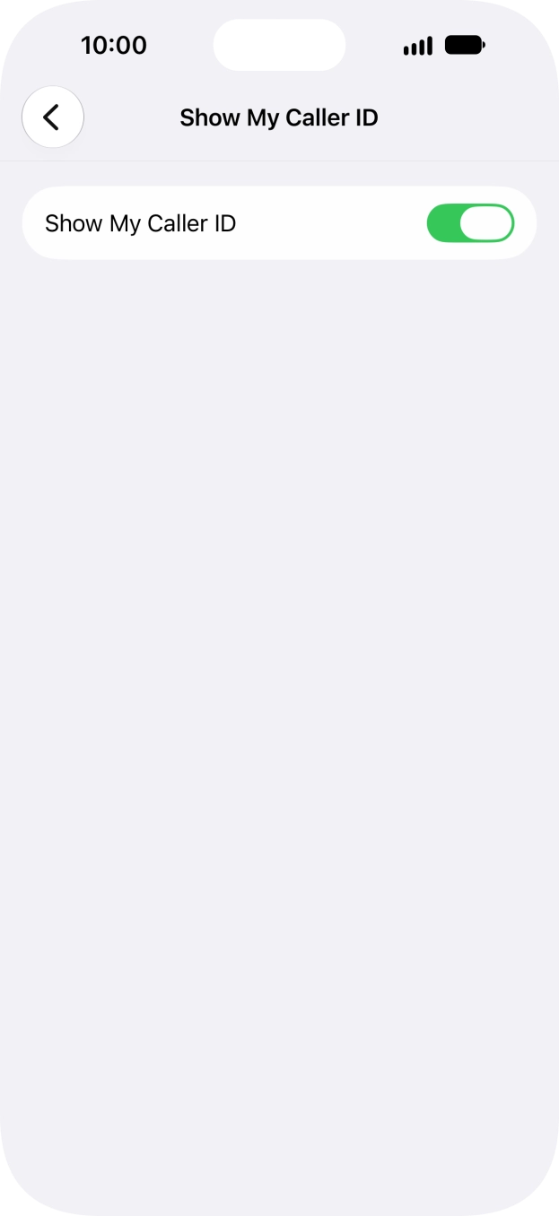 Press the indicator next to 'Show My Caller ID' to turn the function on or off. Press the indicator next to 'Show My Caller ID' to turn the function on or off.