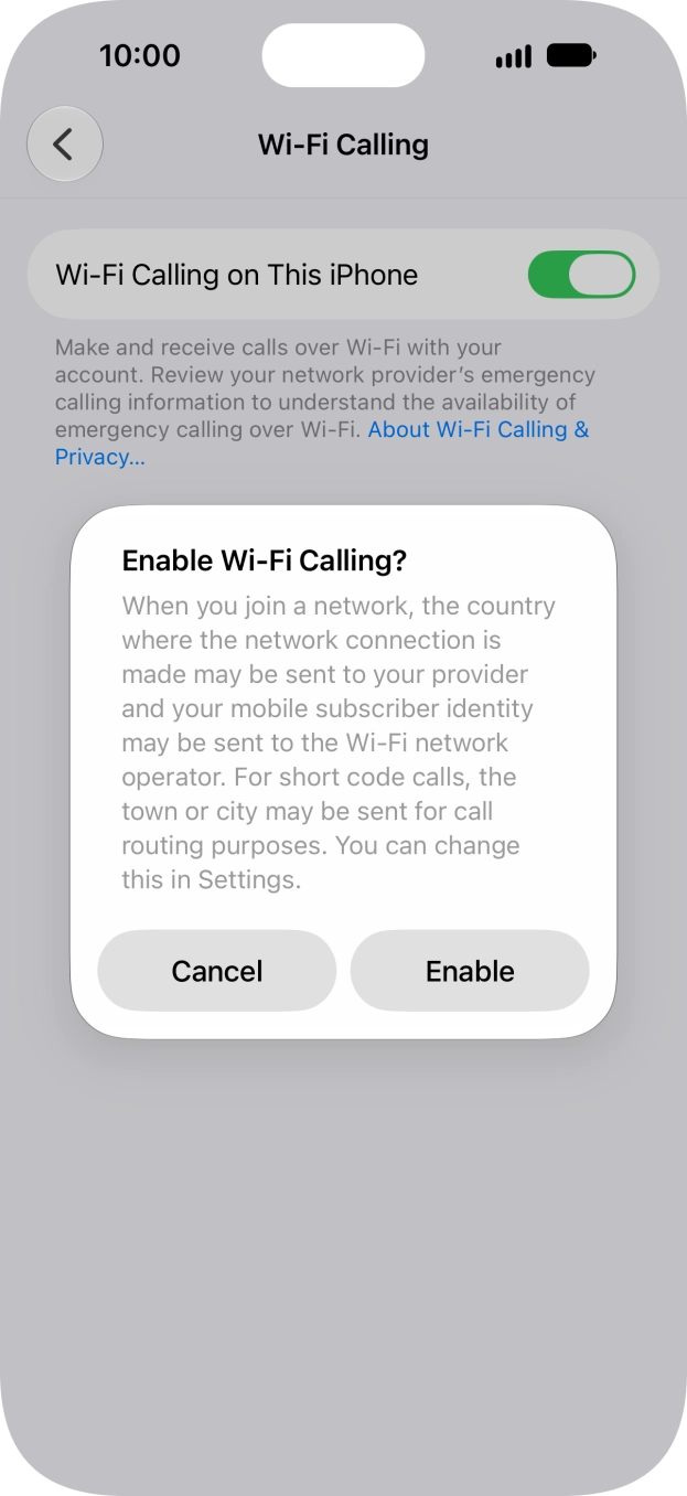 If you turn on the function, press Enable. If you turn on the function, press Enable.