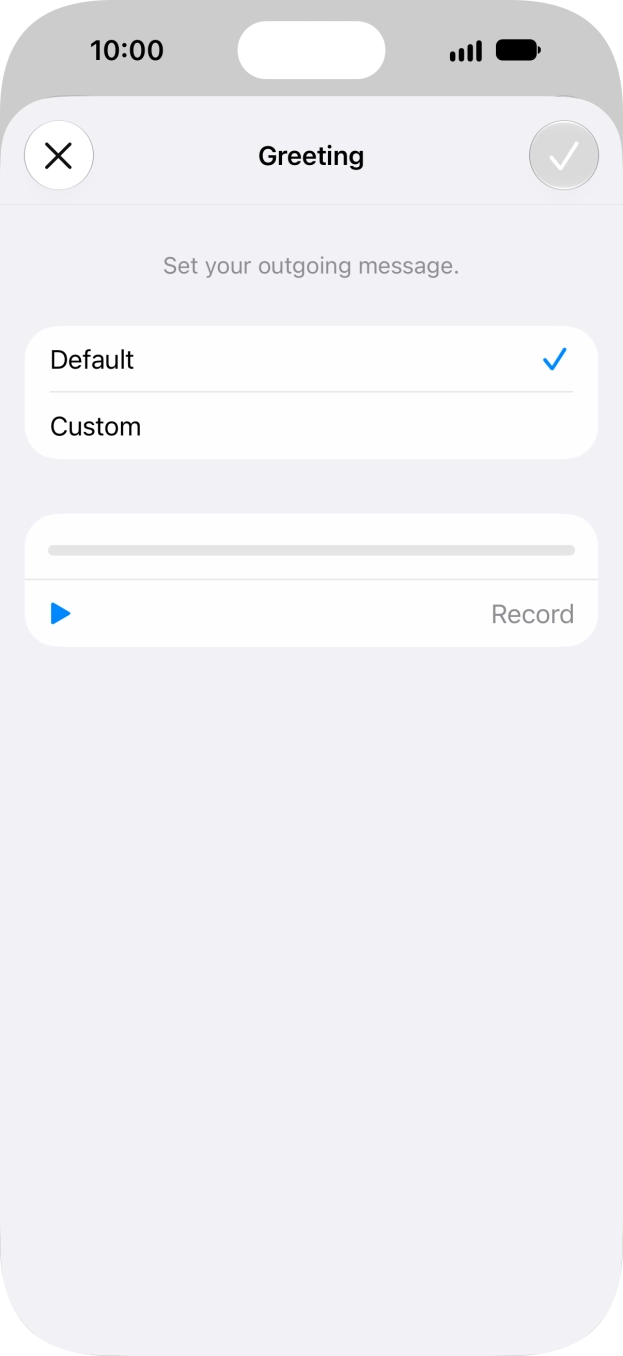Press Default to select the default greeting. Press Default to select the default greeting.