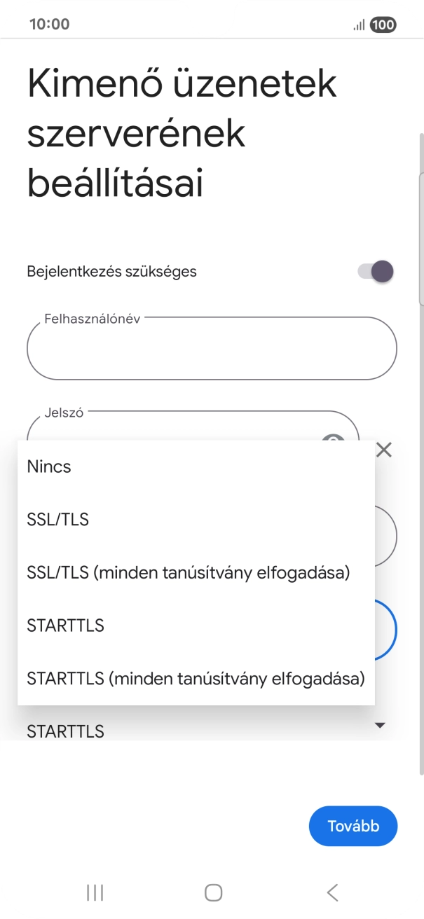 Válaszd az SSL/TLS lehetőséget.