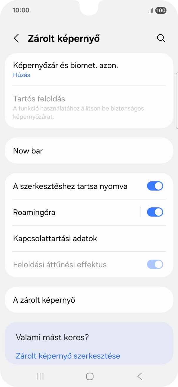 Válaszd a Képernyőzár és biomet. azon. lehetőséget.
