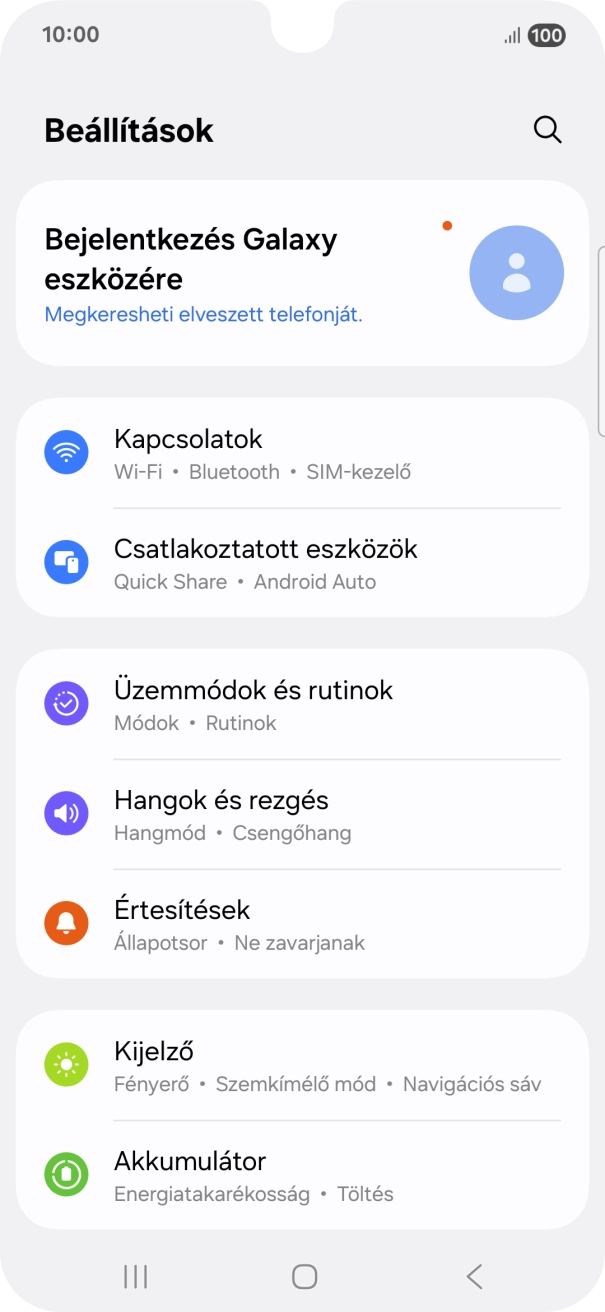 Válaszd a Kapcsolatok lehetőséget.