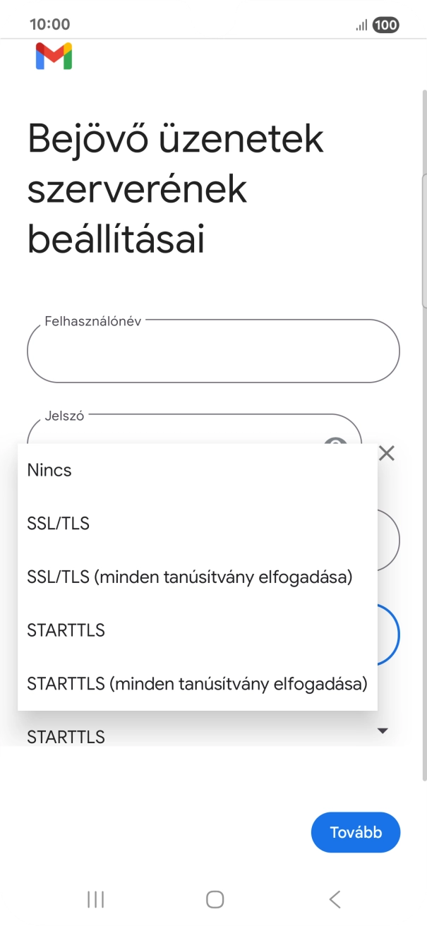 Válaszd az SSL/TLS lehetőséget.