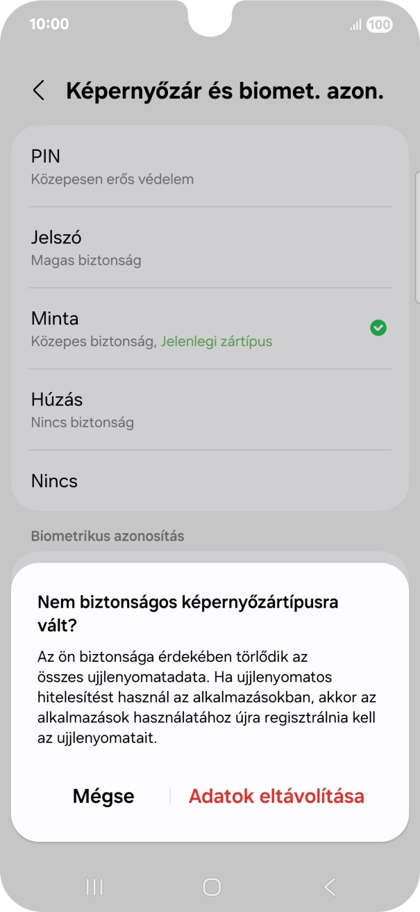 Válaszd az Adatok eltávolítása lehetőséget.