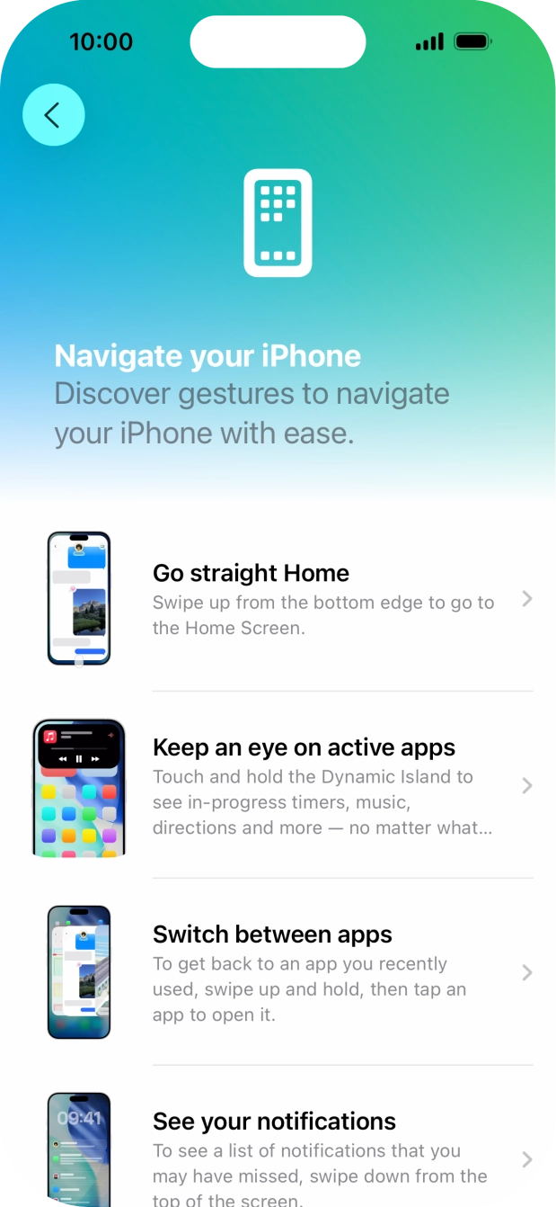 Slide your finger upwards starting from the bottom of the screen to return to the home screen.