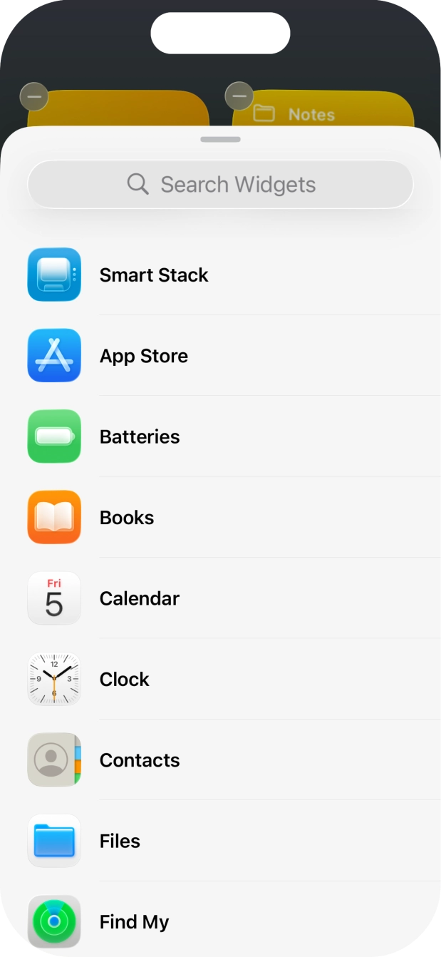 Press the required widget.