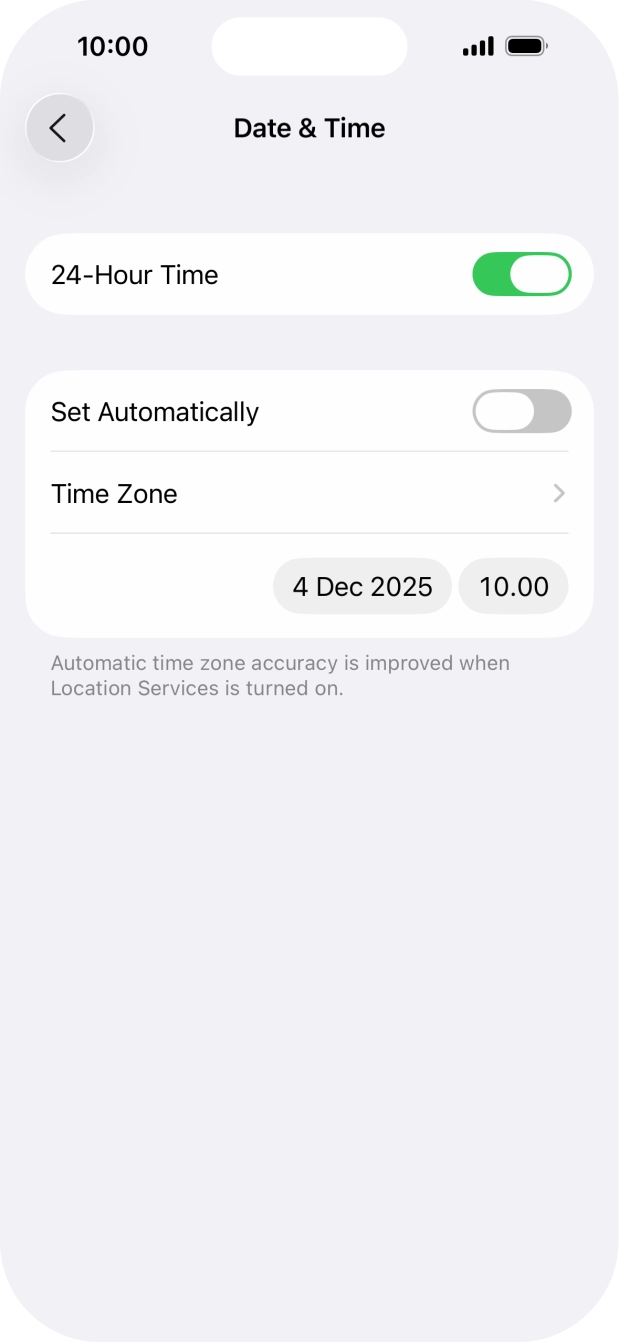 Press the indicator next to 'Set Automatically' to turn on the function.