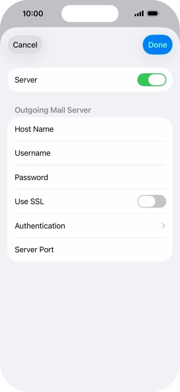 Press the indicator next to 'Use SSL' to turn on the function.