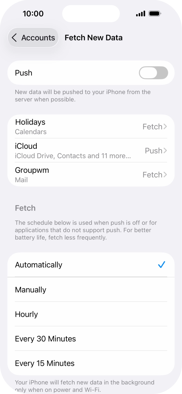 If you turn off the function, press the required setting.
