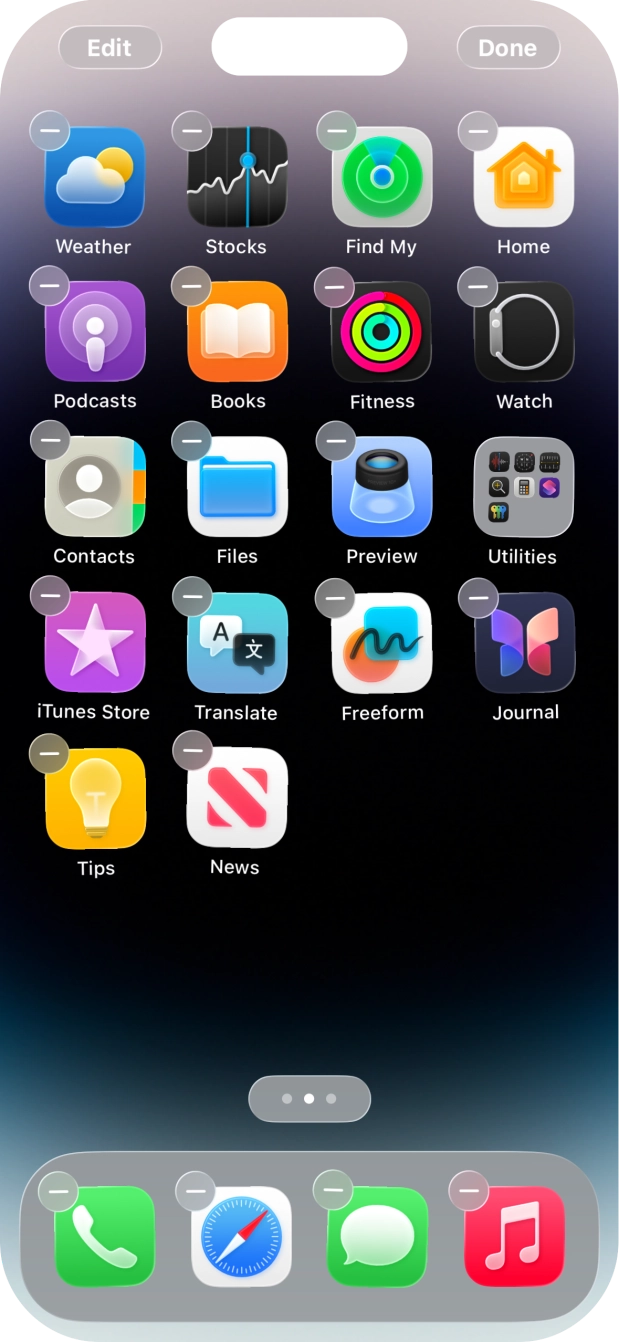 Press the home screen page icon. Press the home screen page icon.