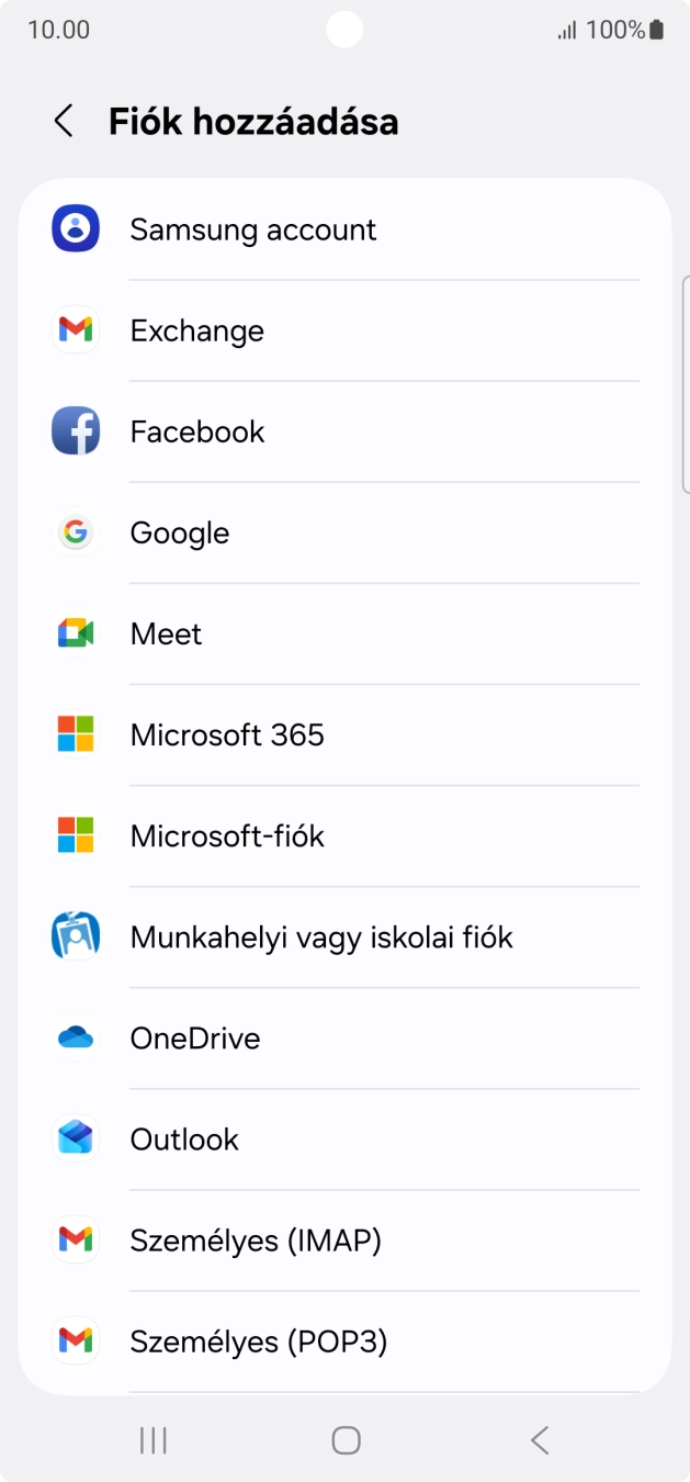 Válaszd a Google lehetőséget.