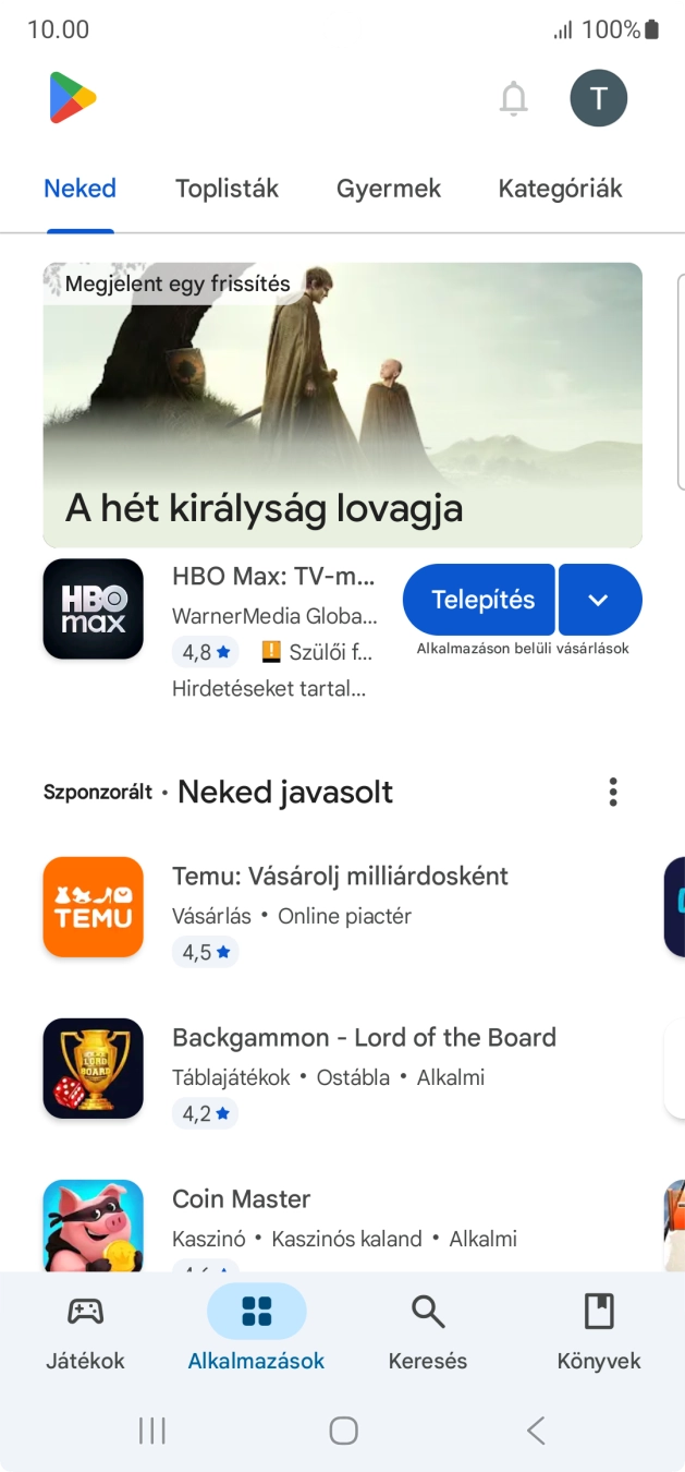 Válaszd a Keresés lehetőséget.