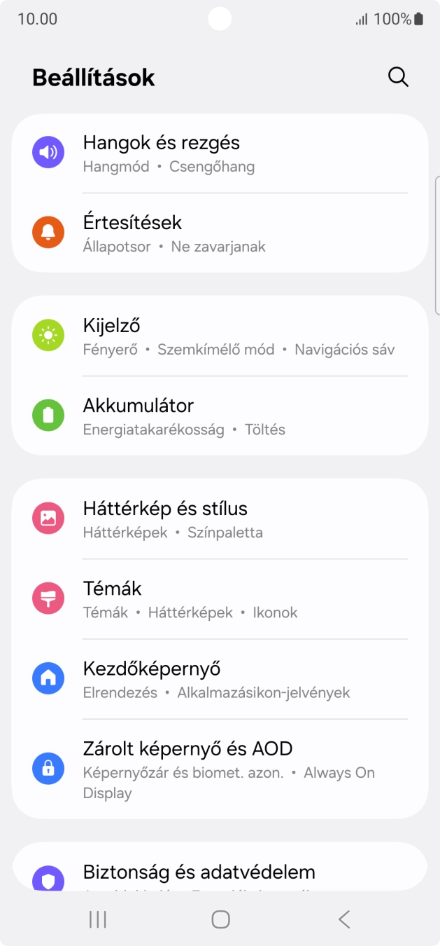 Válaszd a Zárolt képernyő és AOD lehetőséget.
