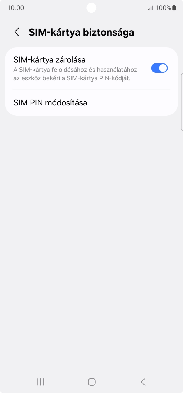 Kattints a „SIM-kártya zárolása” melletti csúszkára a funkció be- vagy kikapcsolásához.
