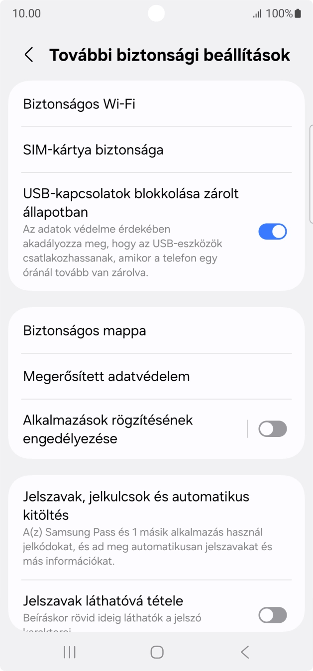 Válaszd a SIM-kártya biztonsága lehetőséget.