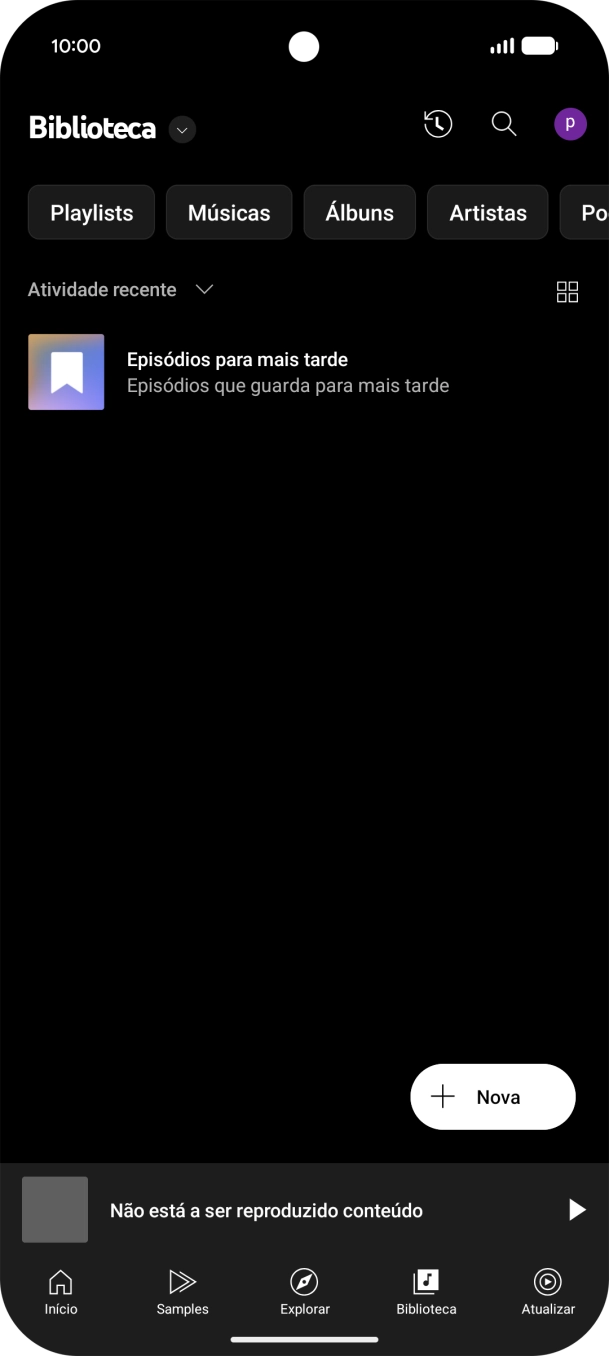 Prima a lista suspensa.