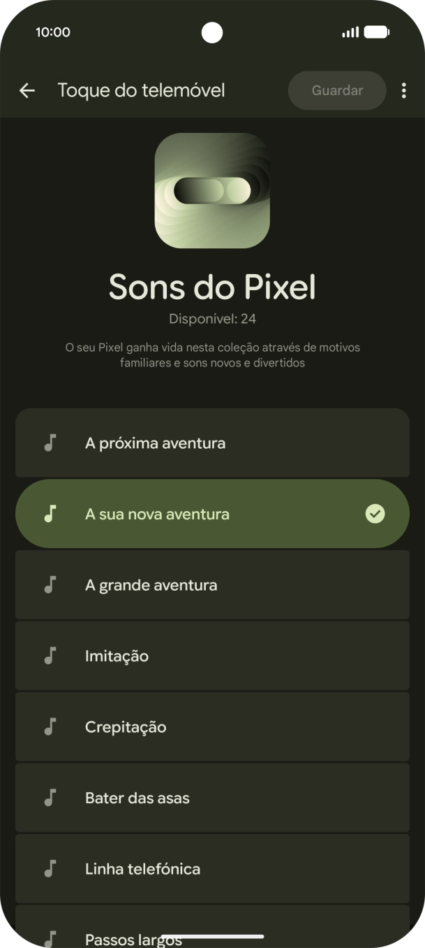 Prima os tons de toque pretendidos para os ouvir.