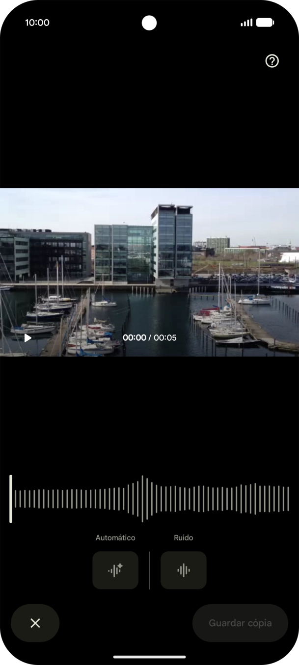 Prima Automático para melhorar automaticamente o som no vídeo.