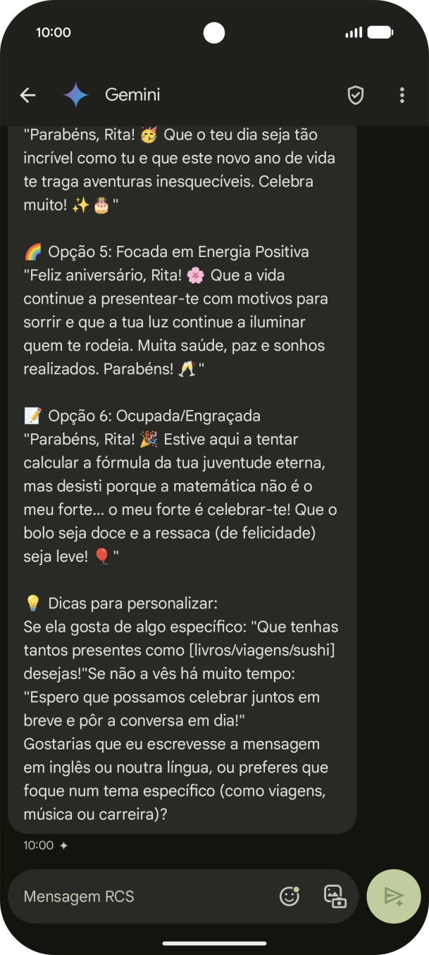 As sugestões de texto da Gemini são agora mostradas no ecrã.
