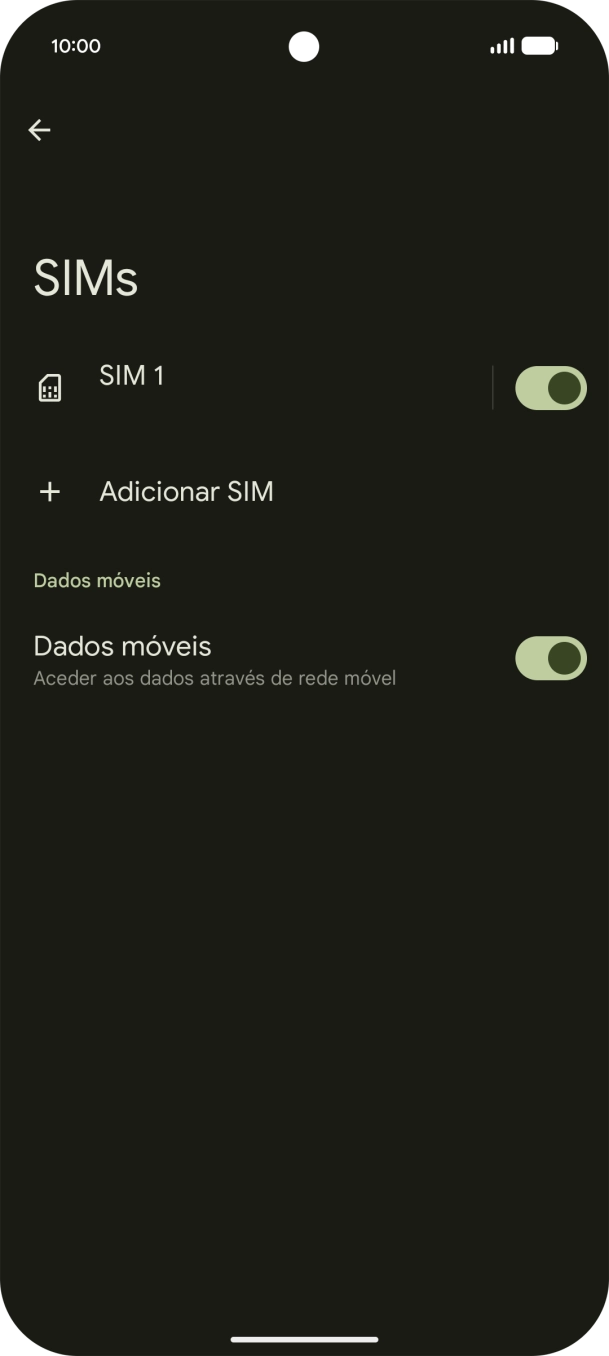 Prima o nome do cartão SIM.