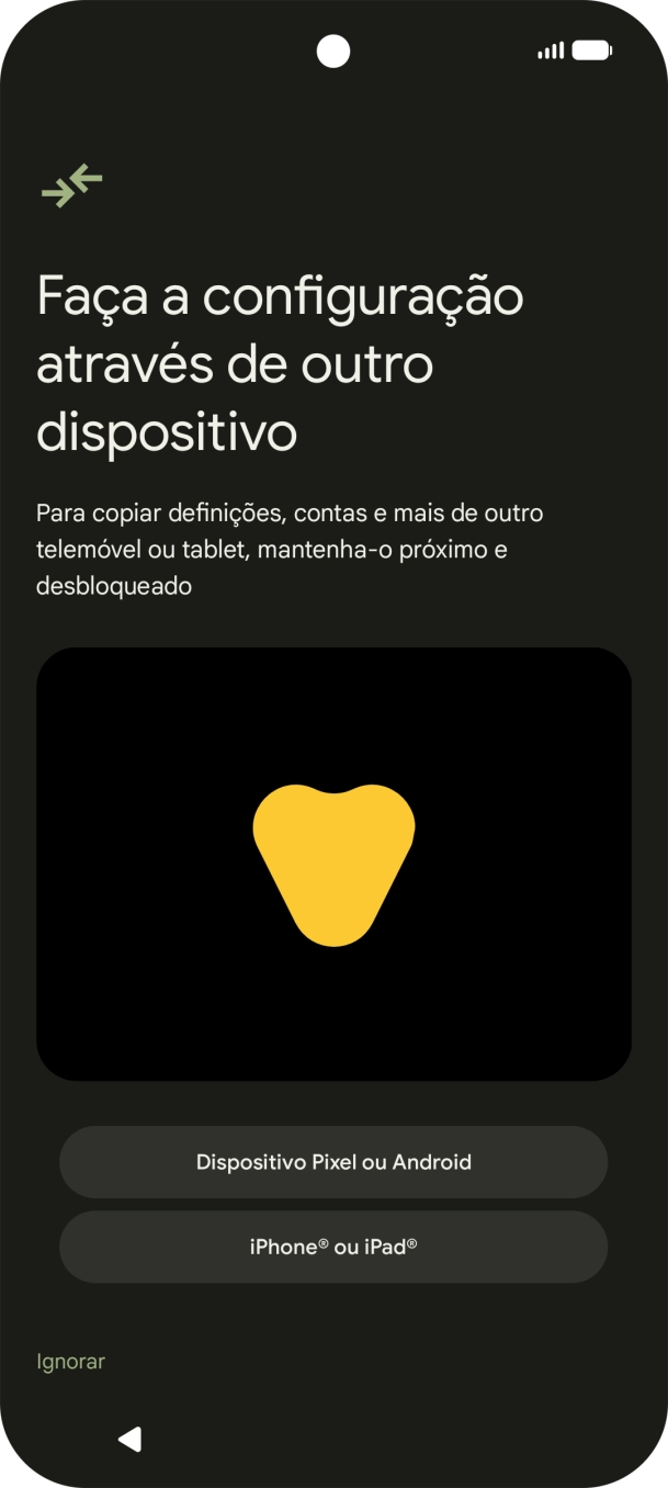 É possível transferir conteúdo de outro telefone quando o telefone for ativado antes da primeira utilização e quando o telefone tiver sido reiniciado. Quando esta imagem for mostrada no ecrã, o telefone está pronto para transferir conteúdo de outro telefone.