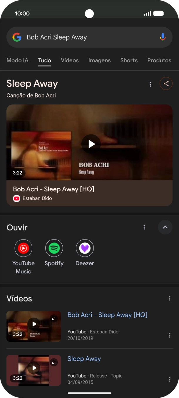 Siga as indicações no ecrã  para utilizar os resultados da pesquisa.
