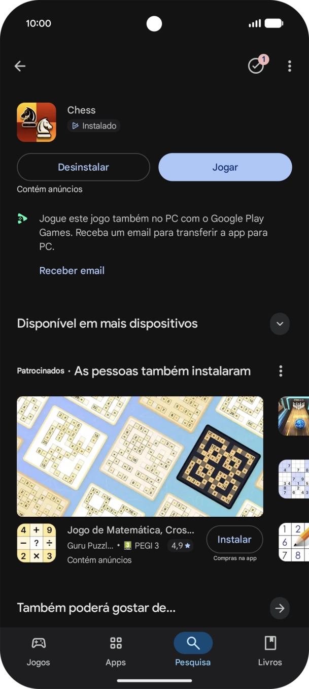 Para voltar ao ecrã inicial, deslize o dedo de baixo para cima a partir da base do ecrã.