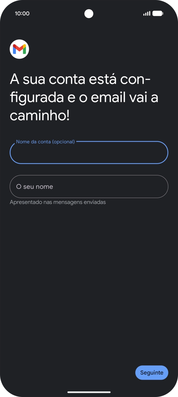 Prima O seu nome e introduza o nome do remetente pretendido.