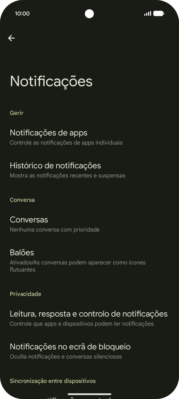 Prima Notificações de apps.