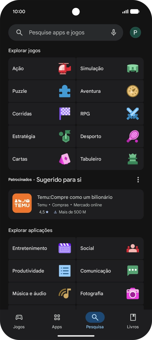 Prima a caixa de pesquisa.