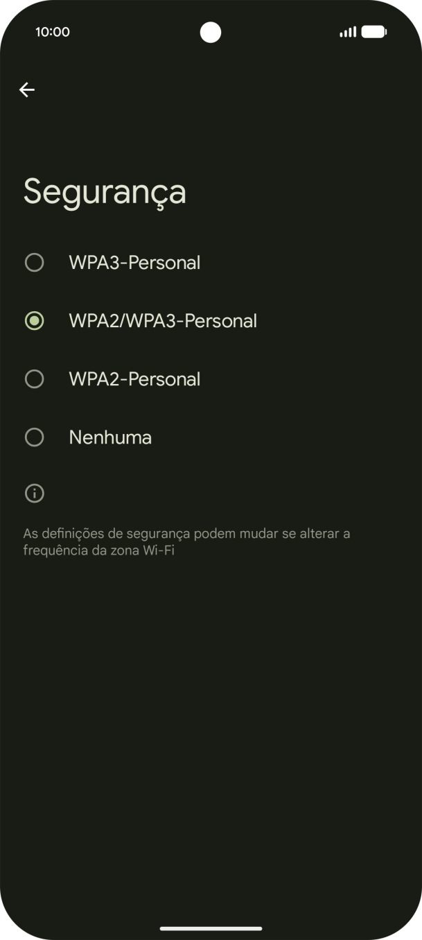 Prima WPA3-Personal para proteger o hotspot Wi-Fi com uma password.