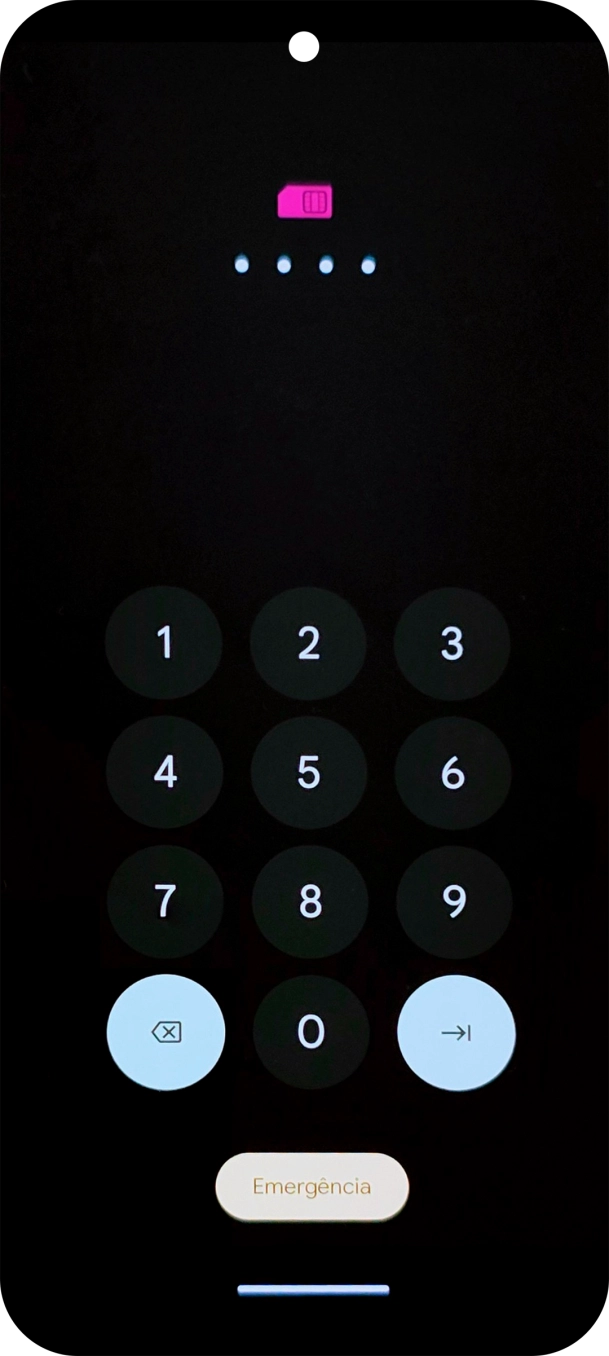 Se solicitado, deve introduzir o código PIN e premir a seta para a direita.