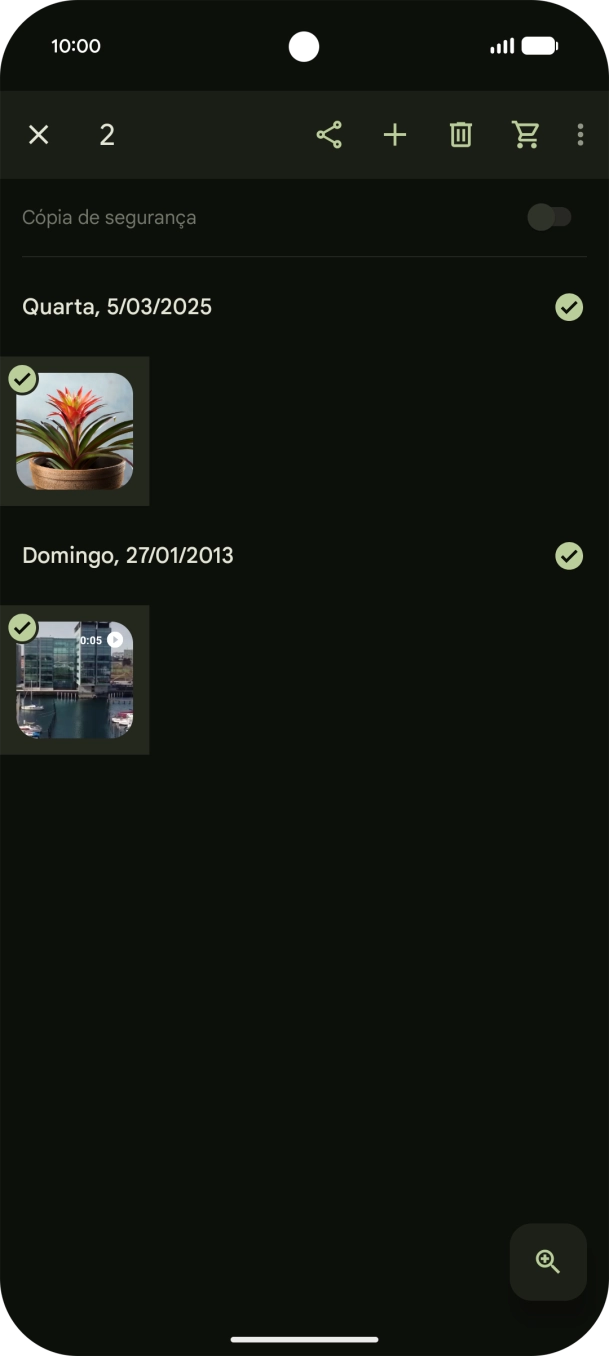 Prima o ícone para partilhar.