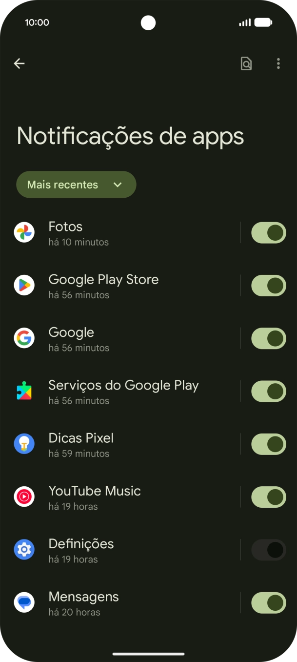 Prima a lista suspensa.