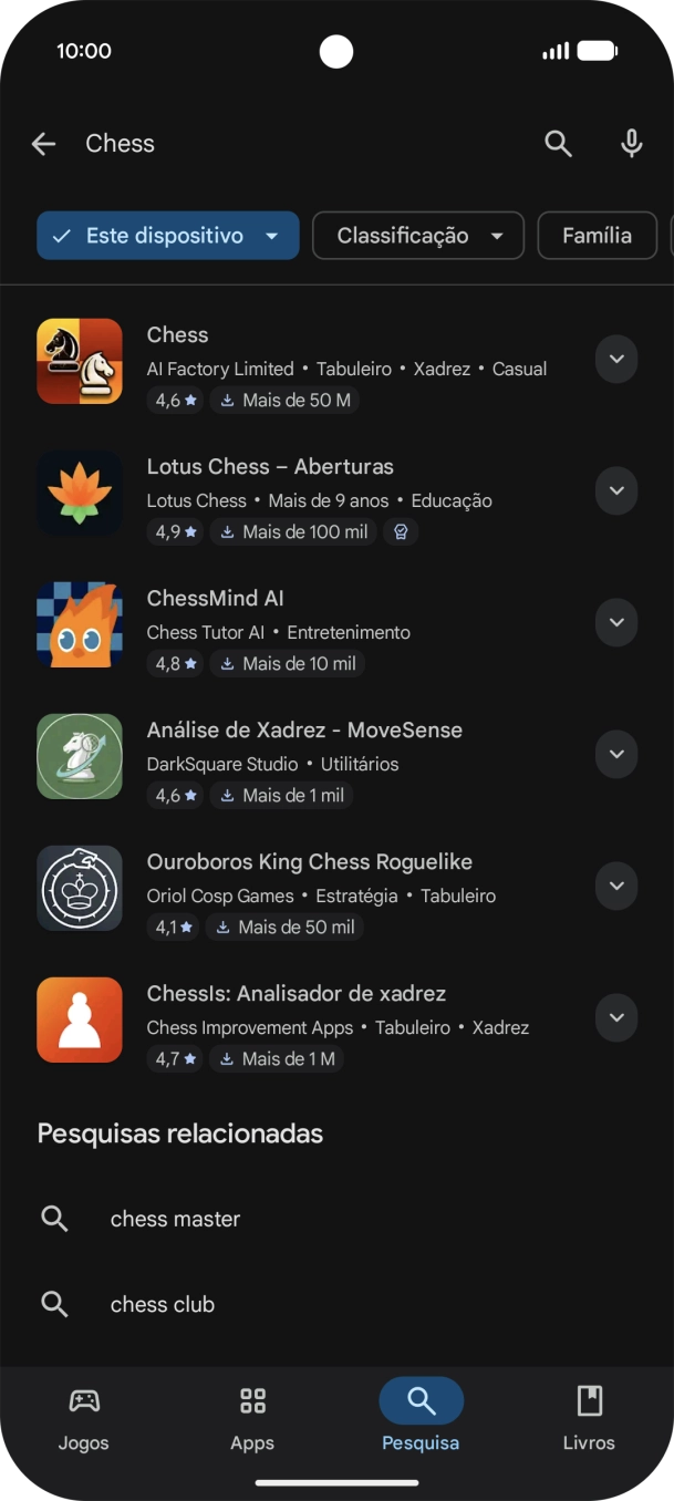Prima a app pretendida.
