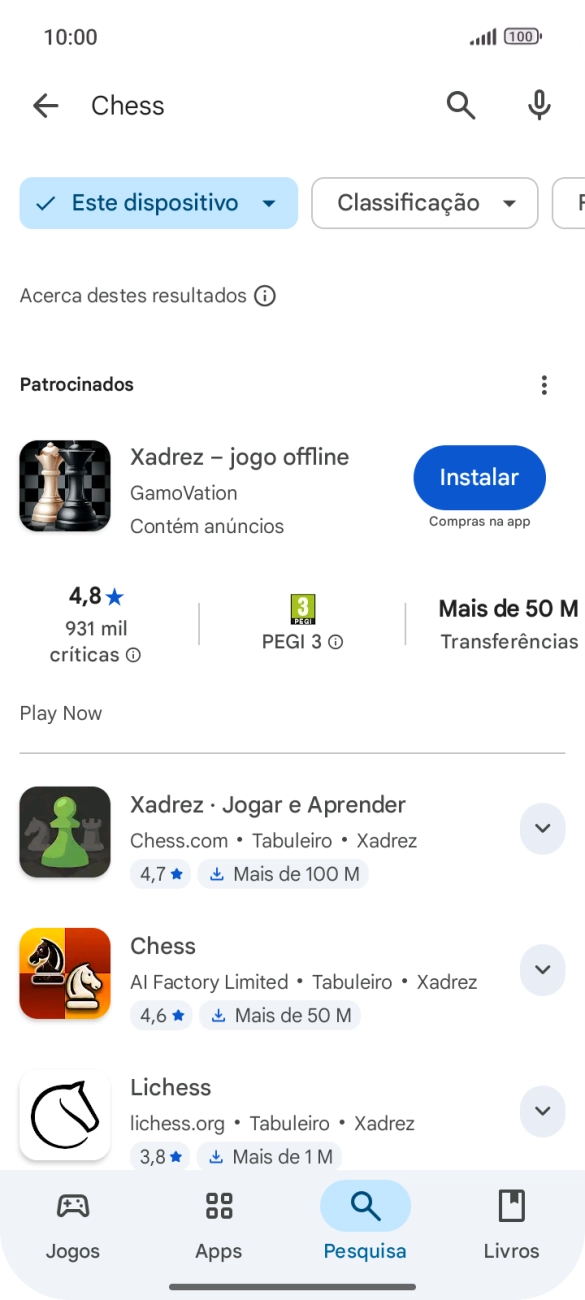 Prima a app pretendida.