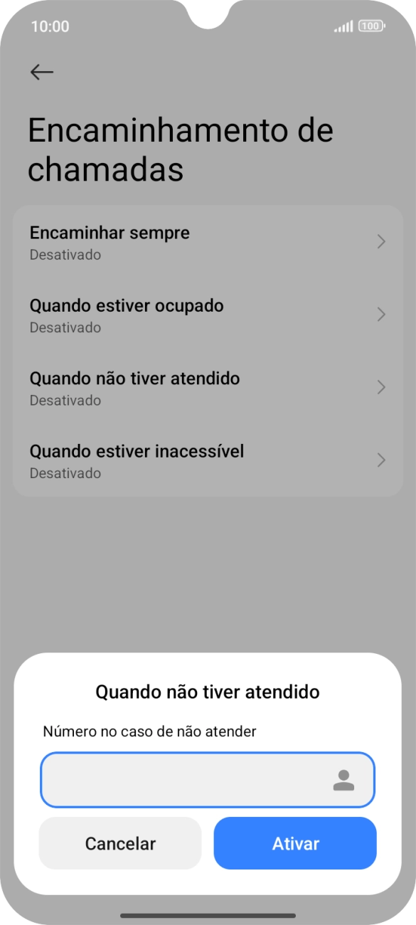 Introduza 123 e prima Ativar.