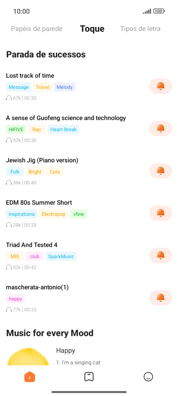 Deslize o dedo sobre o ecrã da esquerda para a direita.
